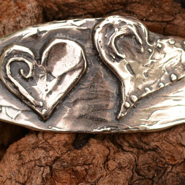 Together Forever 2-Hearts Bracelet Link in Sterling Silver, CatD-611 (ONE)