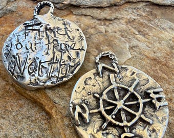 Artisan Compass Charm in Sterling Silver, Find Your True North, SS-597