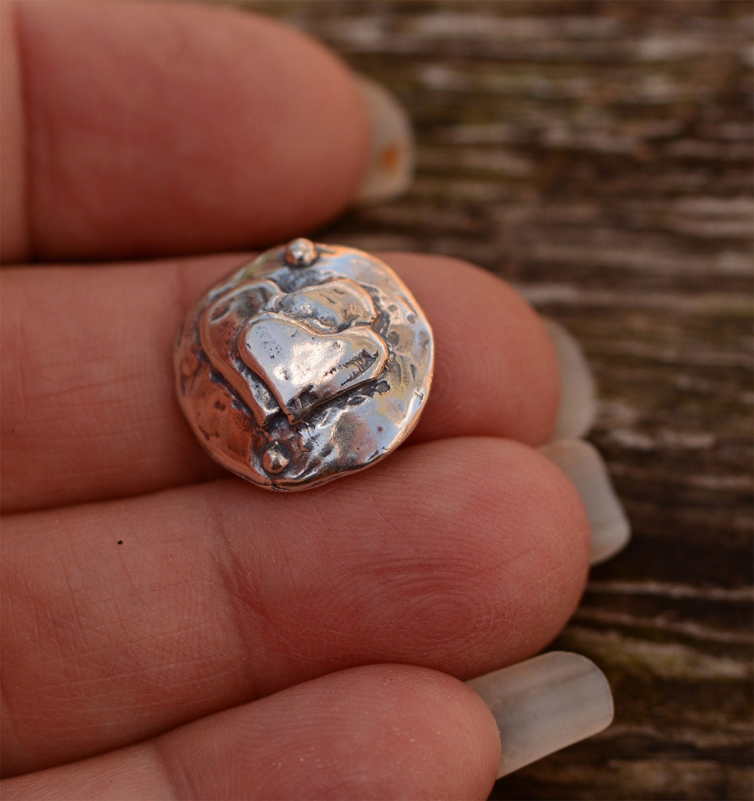 Double Heart Sterling Silver Button Clasp