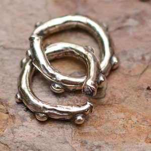 Artisan Dotted Open Jump Rings in Sterling Silver, CatD-9 Set of 2 image 1