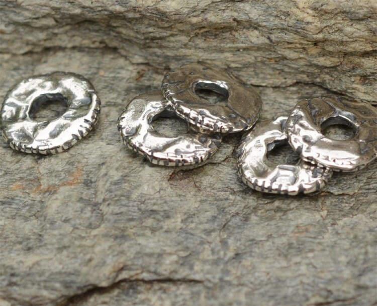 Etched Skinny Spacer Beads in Sterling Silver, CatD-601, (Set of 6)
