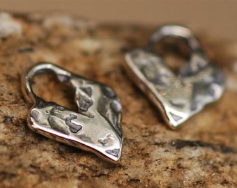 Tiny Artisan Heart, Sterling Silver Charms, SS-155 (Set of 2)