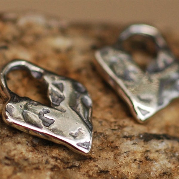 Tiny Artisan Heart, Sterling Silver Charms, SS-155 (Set of 2)