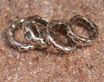 Hammered 8mm Closed Jump Rings Sterling Silver,  JR-214 (Set of 4)