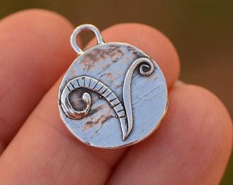 Artisan Letter V Charm in Sterling Silver, SS-1102