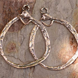 Love These Earring Hoop Findings, Sterling Silver Rustic Artisan Hoops, PAIR CatD-672 image 1