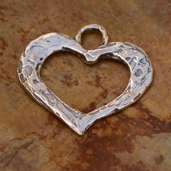 Artisan Open Heart Charms in Sterling Silver, H-450