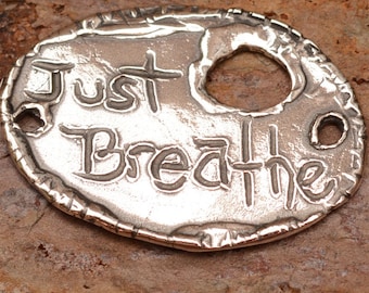 Just Breathe Bracelet Focal or Link in Sterling Silver, SS-287