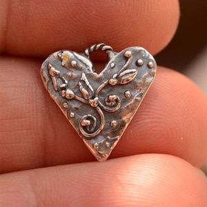 Artisan Bohemian Heart with Flowering Buds in Sterling Silver, CatD-629