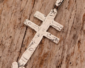 Pueblo Style Dragonfly Cross, Sterling Silver Artisan Southwest Cross, CatD-795