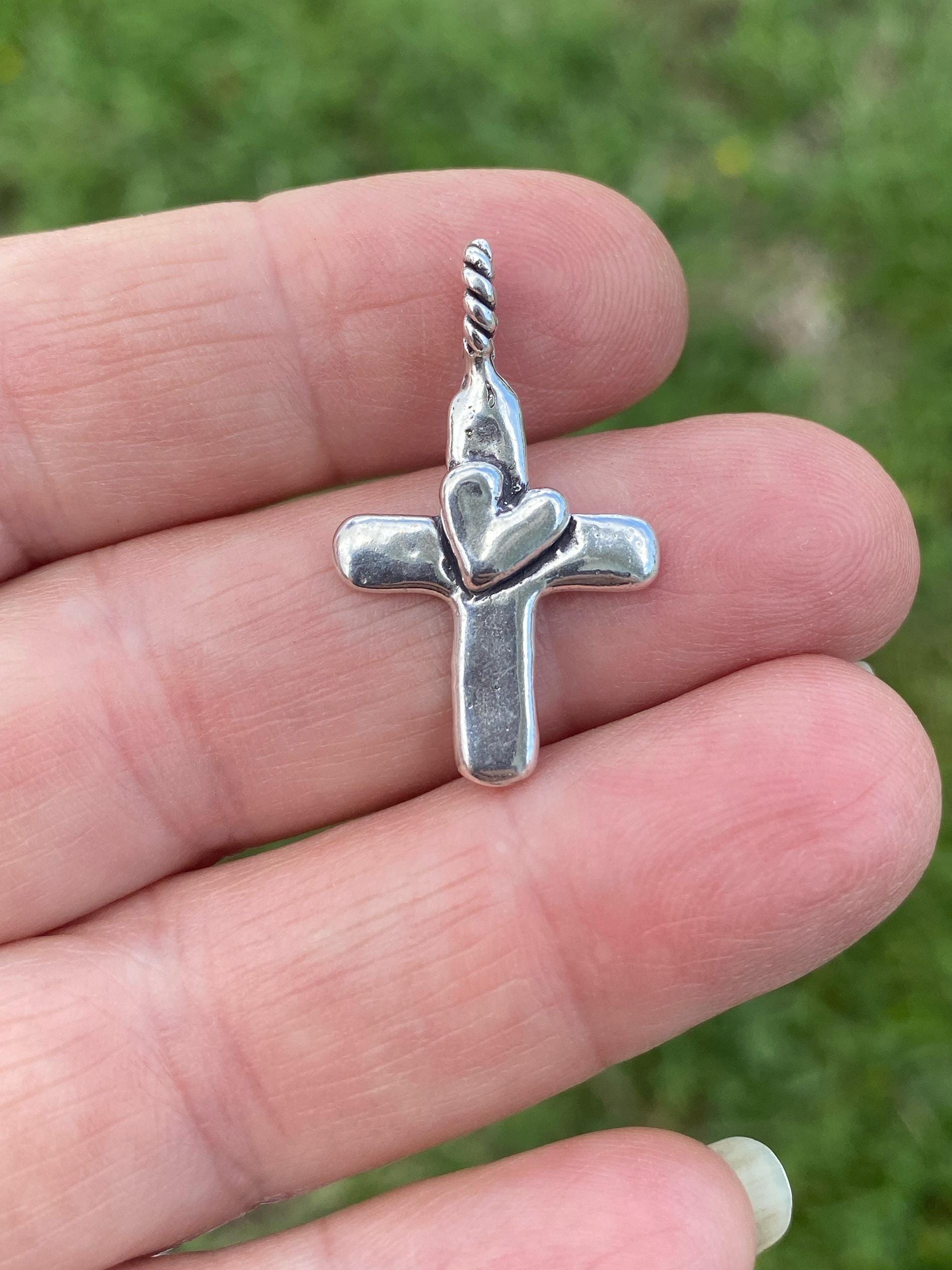 Artisan Cross With Heart in Sterling Silver, (ONE) SS-529 - Etsy