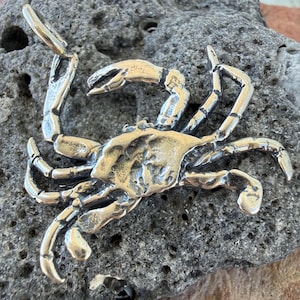 Artisan Blue Crab in Sterling Silver Pendant