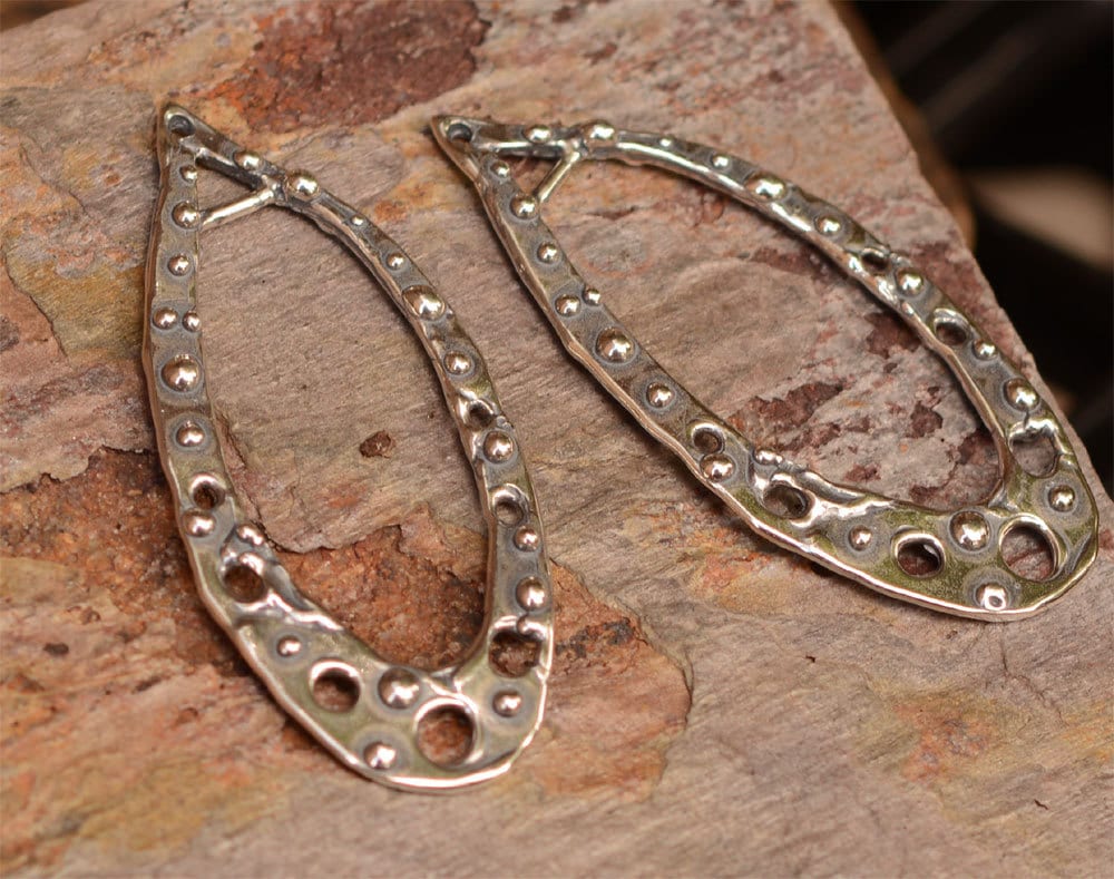 Artisan Octopus Earring Teardrop Components in Sterling Silver, CatD-574 (Pair)