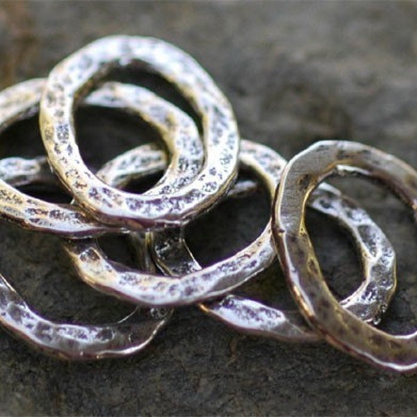 Hammered Links Ovals in Sterling Silver, PX-77 (Set of 6)