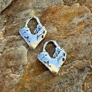 Tiny Artisan Heart, Sterling Silver Charms, SS-155 (Set of 2)