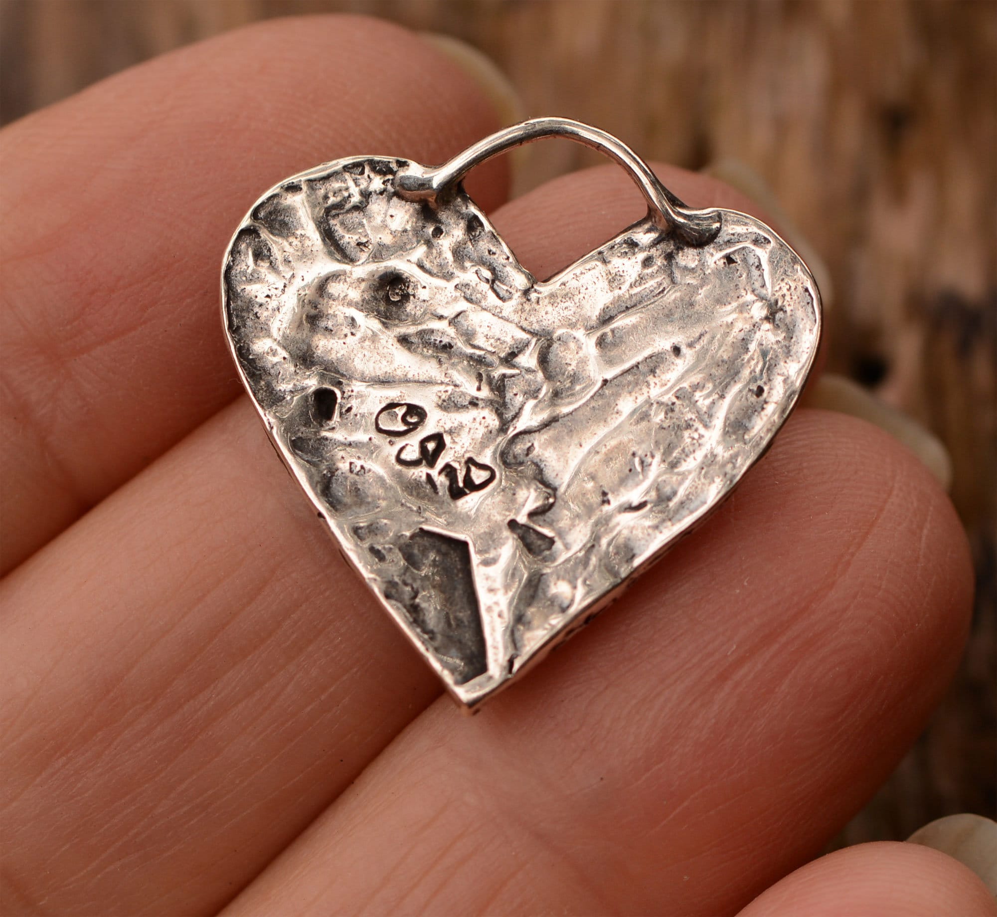 Artisan Wave Heart in Sterling Silver, Small Pendant, Catd-888 - Etsy