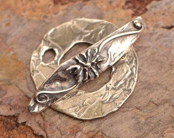 Artisan Clasp, Sterling Silver Flower Toggle, SS-150 with Bar SS-509