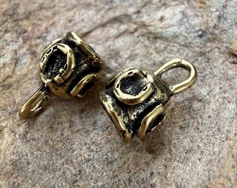4mm Horse Shoe Adorned End Caps in Gold Bronze, 307-GB (PAIR)