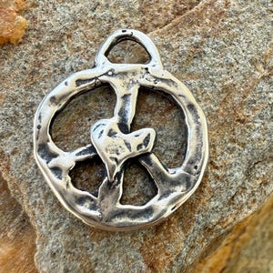 Peace Charm with Heart in Sterling Silver, SS-198