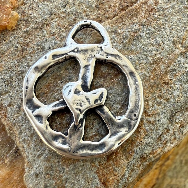 Peace Charm with Heart in Sterling Silver, SS-198
