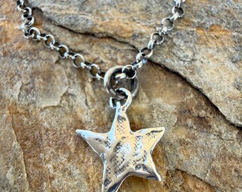 Dancing Star on Rolo Chain Necklace, all Sterling Silver,  SS-10336