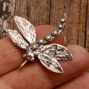 Whimsical Dragonfly Pendant in Sterling Silver