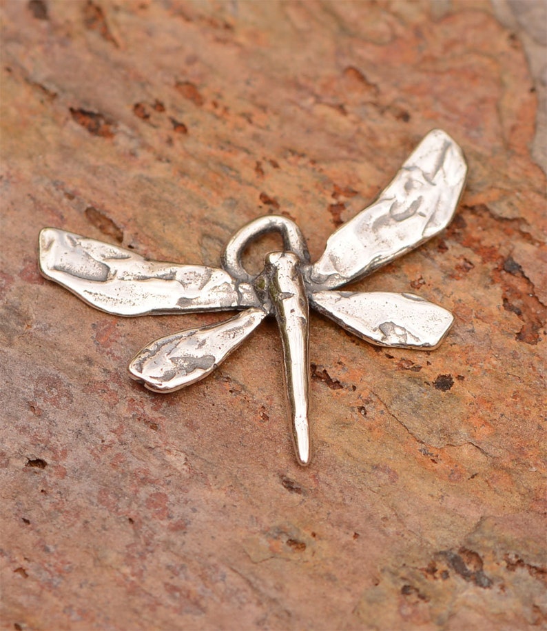 Small Dragonfly Charm in Sterling Silver, ONE CatD-723 image 1