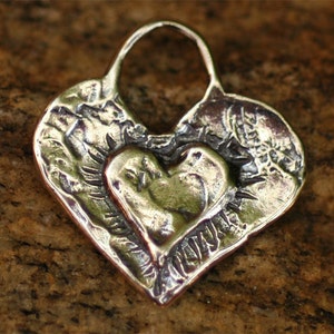 Layered Heart Charm in Sterling Silver, CatD-134 image 1