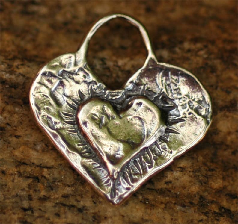 Layered Heart Charm in Sterling Silver, CatD-134 image 1