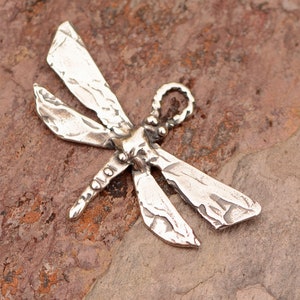 Artisan Sterling Silver Dragonfly Charm // CatD-721 image 1
