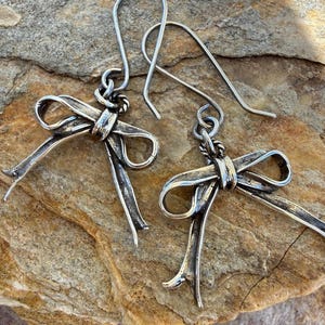 Ribbon Bow Earrings in Sterling Silver