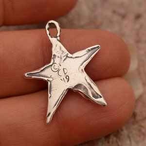 Silver Star Charm, Artisan Sterling Silver Star with Spirals, CatD-798 ONE image 3