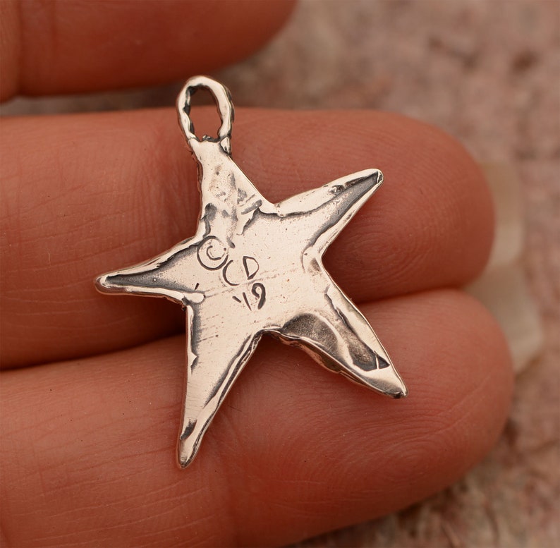 Silver Star Charm, Artisan Sterling Silver Star with Spirals, CatD-798 ONE image 3