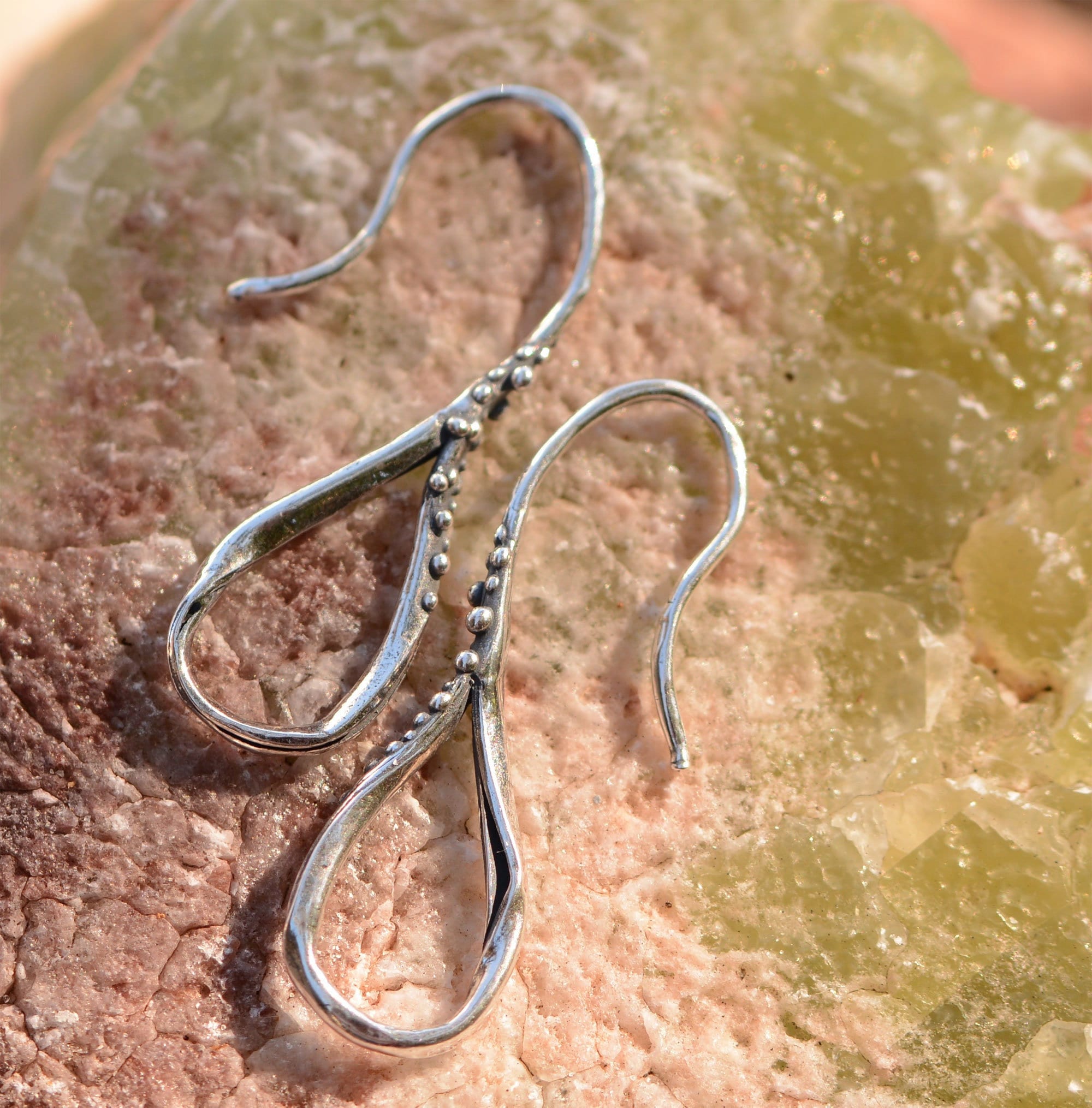 Earring Hooks with Hoop, Sterling Silver Artisan Earrings, CatD-908 (PAIR)