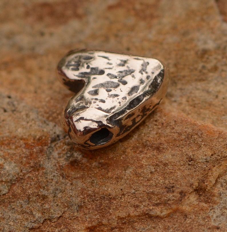 Heart Shaped Bead in Sterling Silver, H-814 ONE image 1