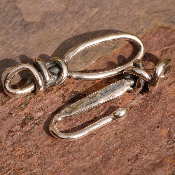 2 Sets Solid Sterling Silver Hook & Eye Clasp Connectors – 20mm Long – Unbranded #44027