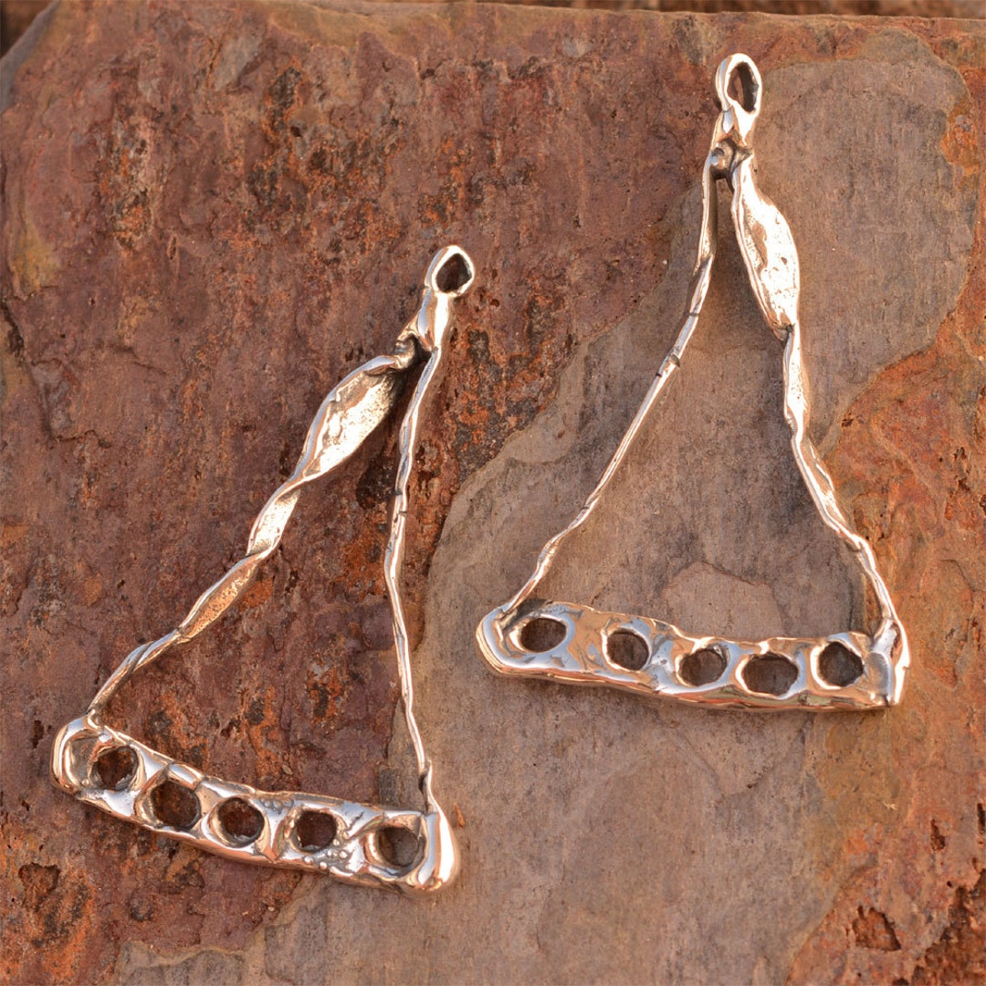 Organic Triangle Earring Chandeliers in Sterling Silver, E639 set of 2 Etsy
