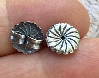 Hand Finished Jumbo Sterling Silver 9mm Ear Nuts, Earring Backs
