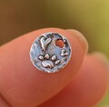 Tiny Paw Print with Heart Charm in Sterling Silver, SS-1107