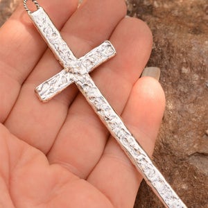 Artisan Tall Cross for Necklace in Sterling Silver, CatD-505, Large Cross, Skinny Cross