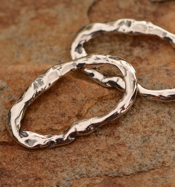 Rustic Silver Links, Sterling Oval Links, SS-835 (TWO)
