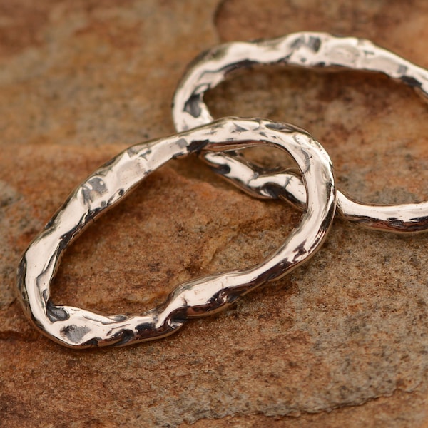 Rustic Silver Links, Sterling Oval Links, CatD-835 (TWO)