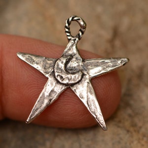 Star with Moon Charm in Sterling Silver, CatD-890 (ONE)