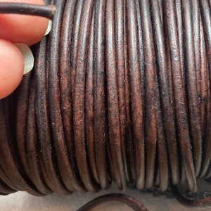 3mm Antique Brown Round Leather Cord for Jewelry Making