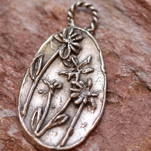 Wild Flowers Pendant Oval, Sterling Silver, CatD-859