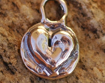 Heart on Round Background Charm in Sterling Silver, CH-172