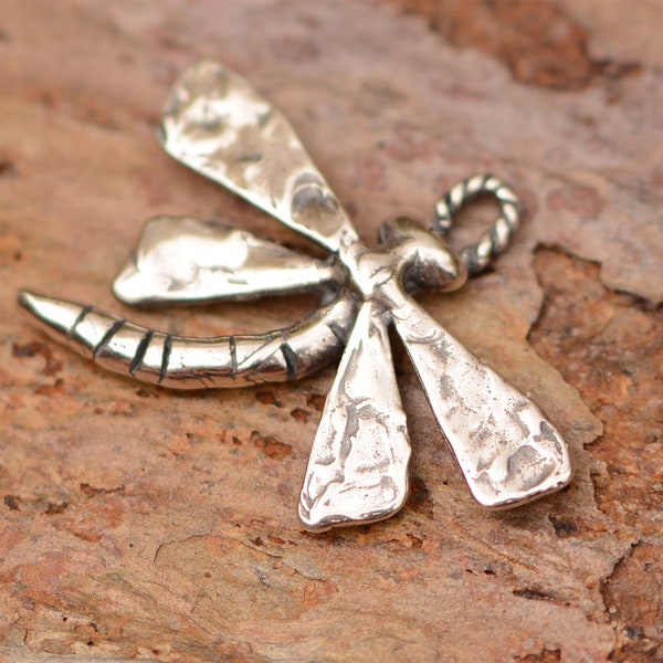 Artisan Dragonfly // Sterling Silver Dragonfly Charm // CatD-746