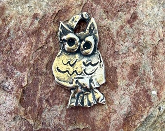 Tiny Sweet Owl Charm in Sterling Silver (ONE)