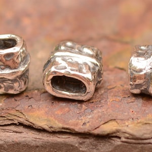 Square Tube Beads Sterling Silver, Leather Slider Beads, SS-293