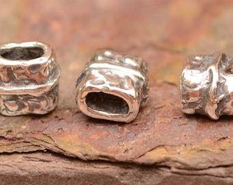 Square Tube Beads Sterling Silver, Leather Slider Beads, SS-293
